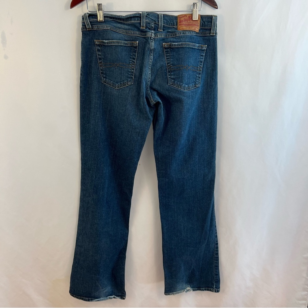 Lucky Brand Dungarees Jeans Mid Rise Flare Denim Women Jeans 10/30 Reg Dark Wash - Picture 4 of 6
